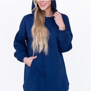 Agnes & Dora Blue Berry Women's Puff Sleeve Pullover Hoodie